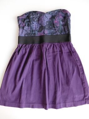 Ecote Purple and Black Strapless Mini Dress